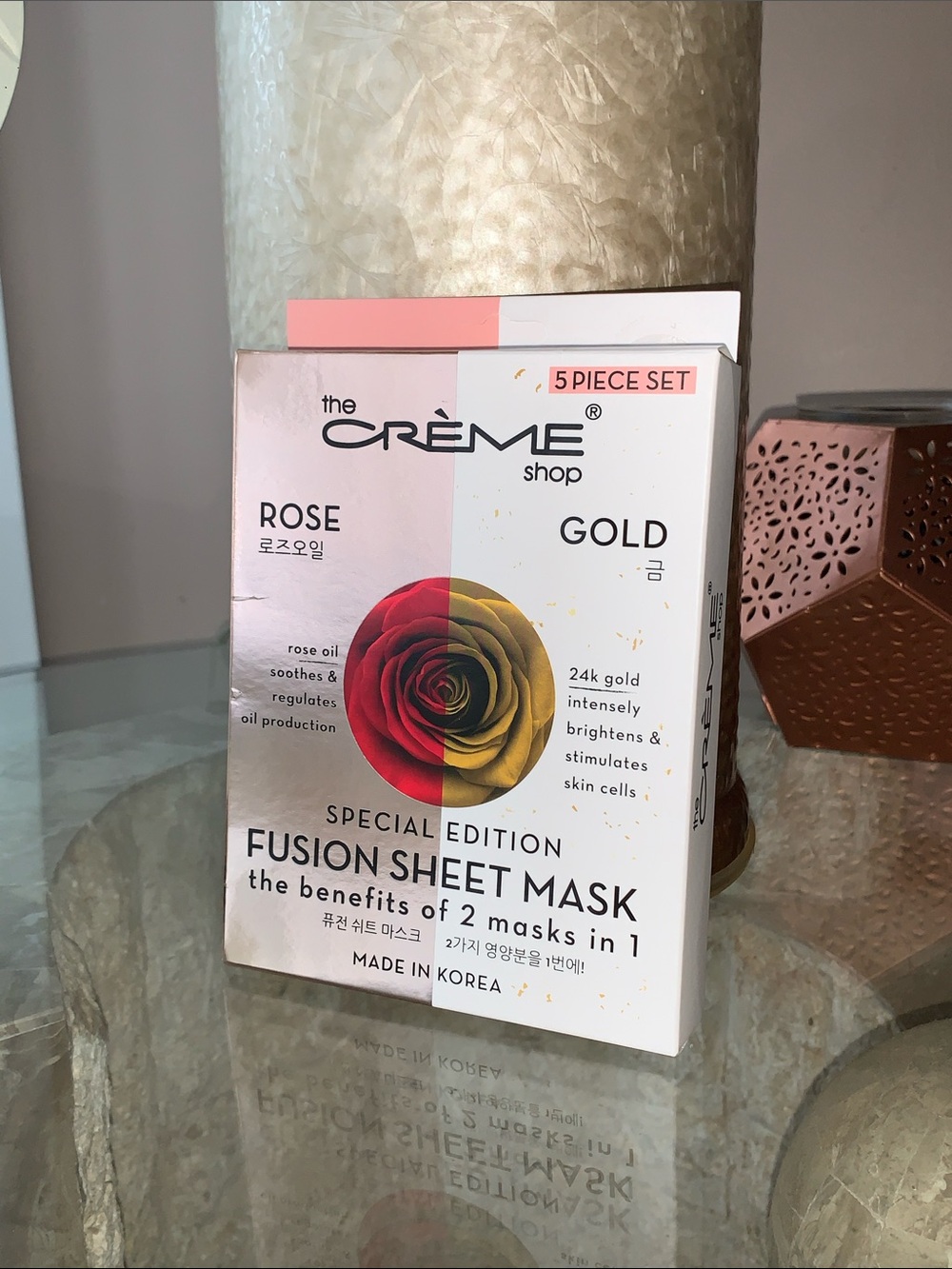 The Creme Shop Rose Gold Fusion Sheet Mask Rose Oil w/24K Gold (5 Pack) - Picture 3 of 4